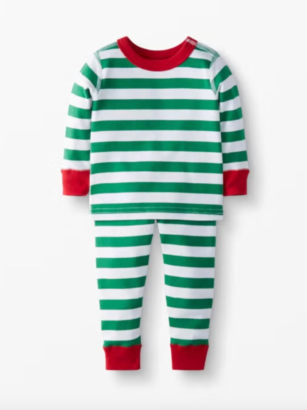 Hanna Andersson Holiday HannaJams Long John Pajama Set Green Stripe Size 130 8